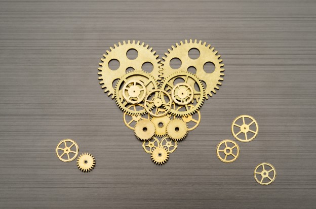Heart made out of gears and cogs